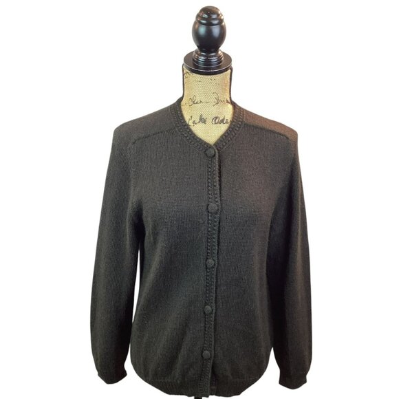 MonRepos Alpaca Cardigan Peru Sweater Womens Medium Dk Hunter Green - Picture 3 of 11